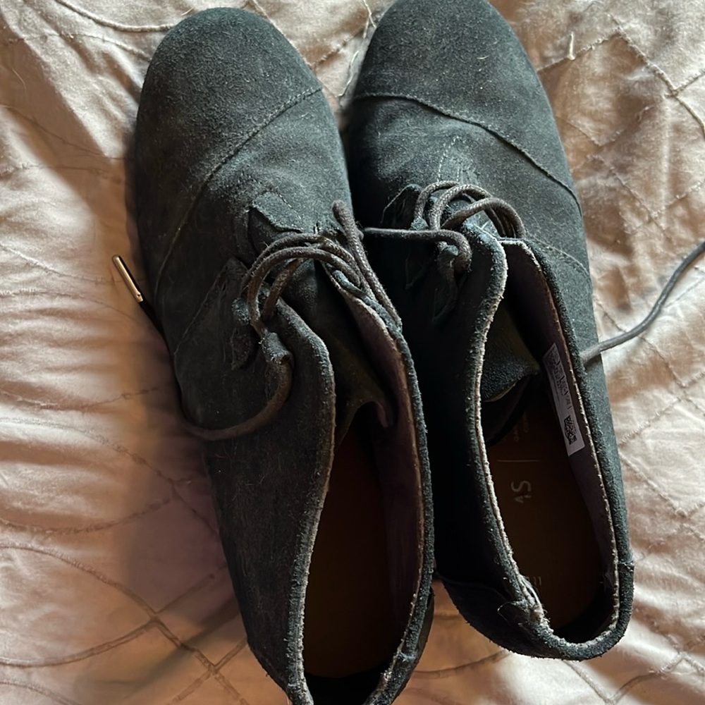 Toms black wedge ankle boots